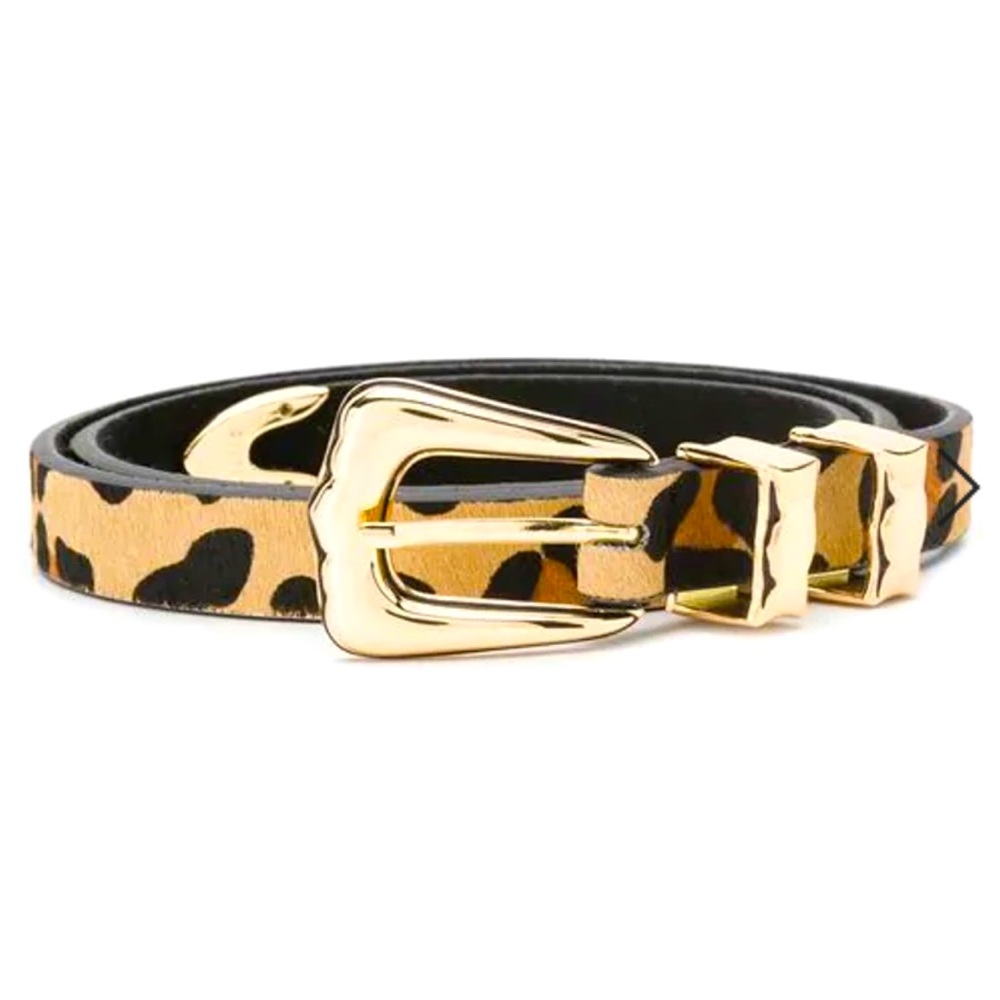 B-Low the Belt Leopard Print Belt with Gold Buckle